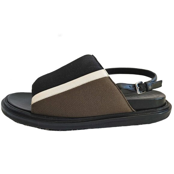 MARNI BLACK/BROWN FABRIC FUSSBETT SANDALS (37.5) - Picture 5 of 11